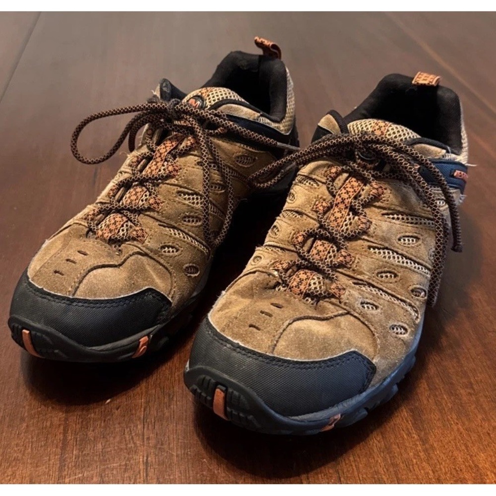 Merrell J58978 Men's Size 10 Brown Suede Mesh Hiking Trail Shoes Brown